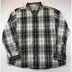 Carhartt XL Relaxed Fit Plaid Shirt Gray Black 103351